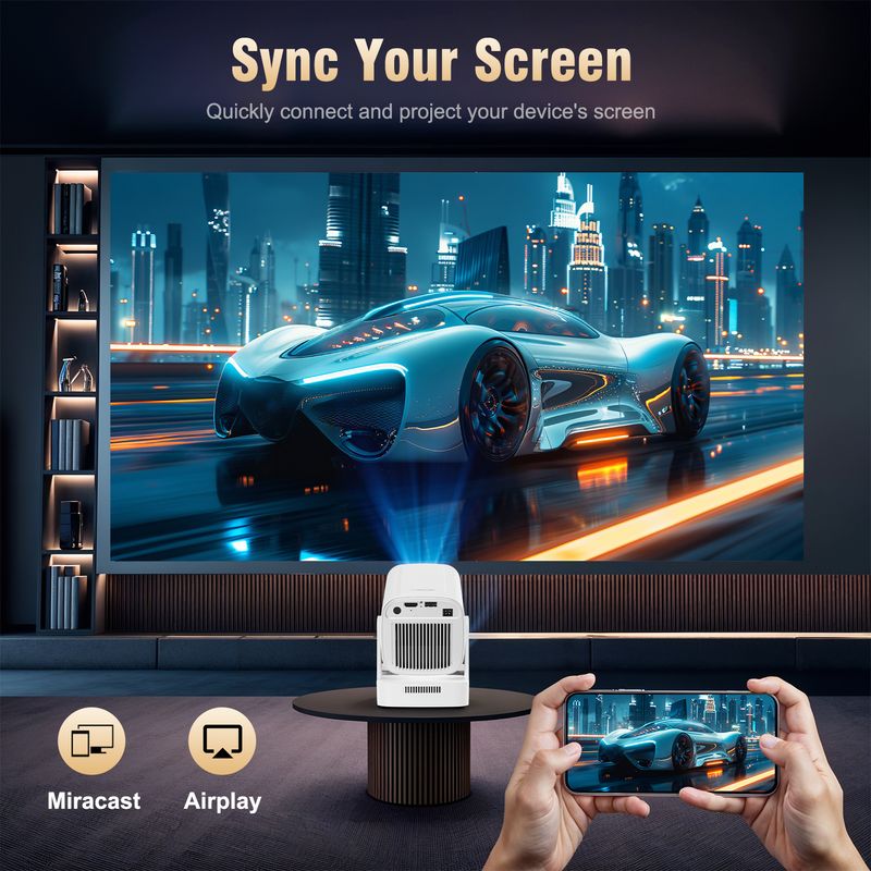 HY260 Android 11 Projector 4K Native 1080P Auto Focus Native 330ANSI Dual Wifi BT5.4 Air Mouse Voice Home Outdoor Movie_voghion.com