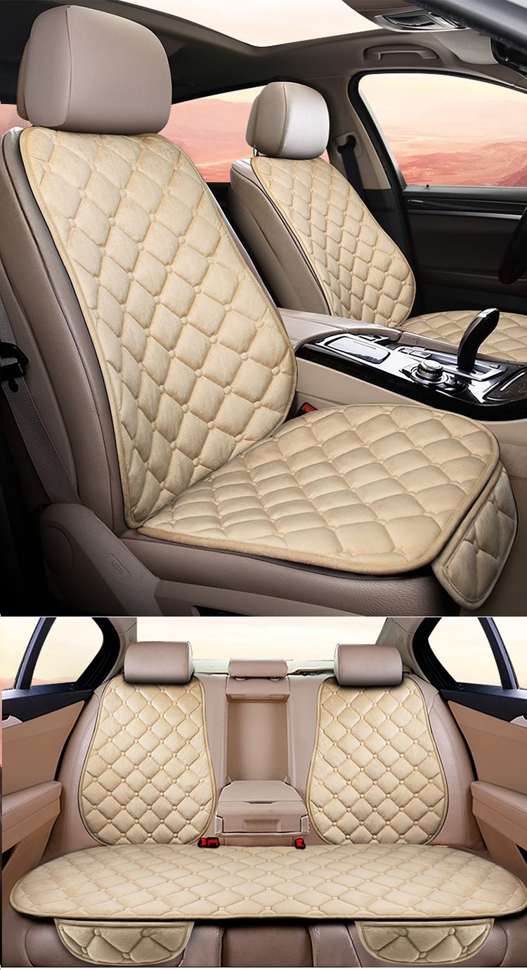 Cojín de asiento de coche de invierno de felpa de diamante nuevo unisex, cojín de algodón para asiento principal del conductor, funda de asiento trasero de oficina para invierno_voghion.com