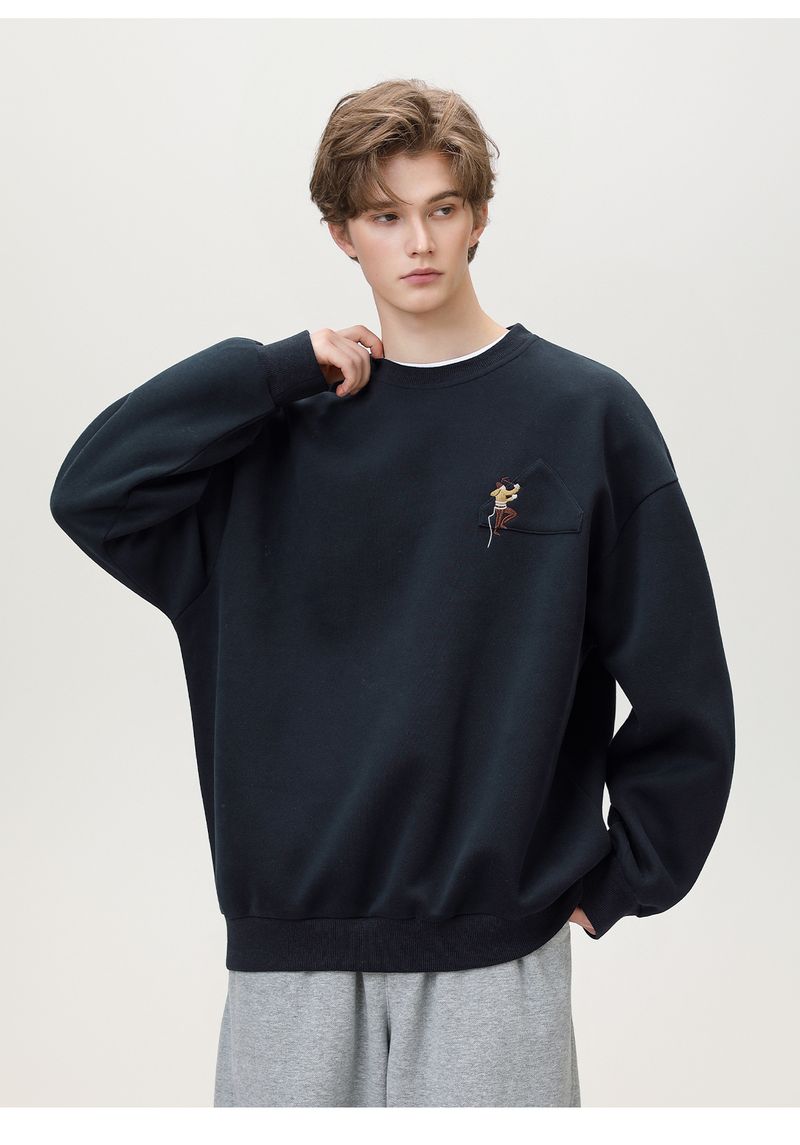 Schweres 380 g schweres Oversize-Sweatshirt mit Rundhalsausschnitt für Herren mit einzigartiger Stickerei – trendige, lässige Pullover-Hoodie-Alternative für Streetwear-Liebhaber_voghion.com