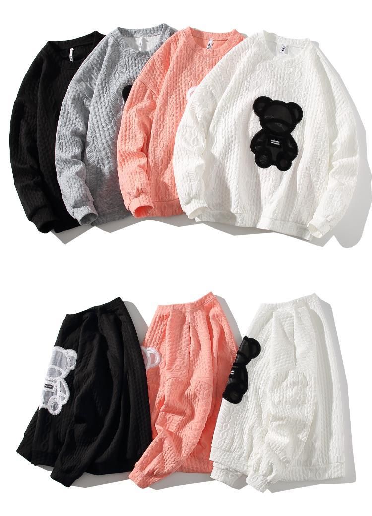 Herrenbekleidung 2024 NEU Herbst Neue Rundhals Bär Patch Pullover Lose Paar Mode Trend Jacke Männer_voghion.com