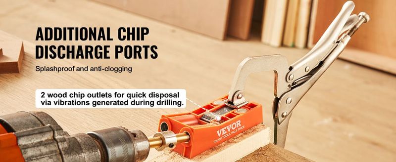 VEVOR Pocket Hole Jig, 56 Pcs Mini Jig Pocket Hole System With 9" C-clamp, Step Drill, Wrench, Square Drive Bit, Drill Stop Ring, And Screws, For DIY Carpentry Projects_voghion.com