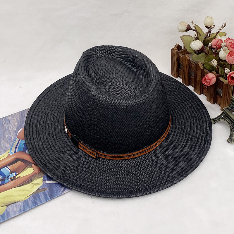 nuovo cappello da spiaggia parasole da uomo e da donna estivo da viaggio protezione solare cappello da cowboy occidentale cappello di paglia_voghion.com