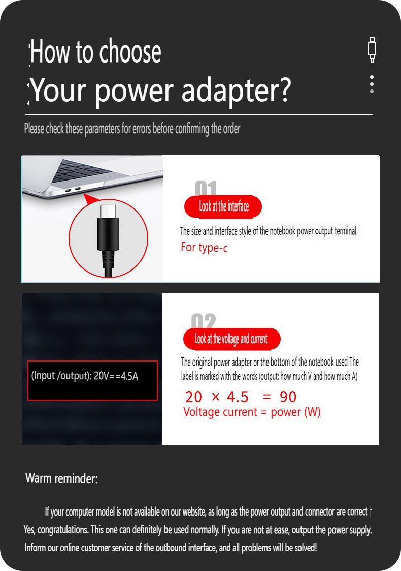 90W USB-C PD Fast Charger Suitable For Lenovo Laptops - 20V 4.5A Power Adapter_voghion.com