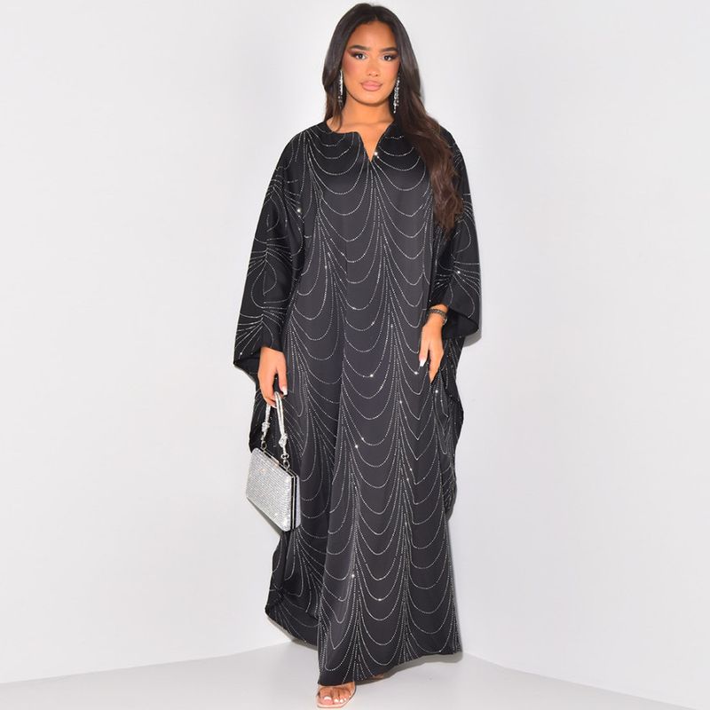 Women's Clothing Modest Spring And Summer New Women's Fashion Loose Hot Diamond Robe Dress_voghion.com