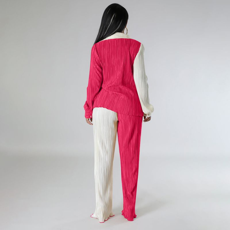 Abbigliamento donna Autunno Nuovi prodotti Colore Stuzzicadenti Tessuto Largo Casual Due Pezzi Completo_voghion.com