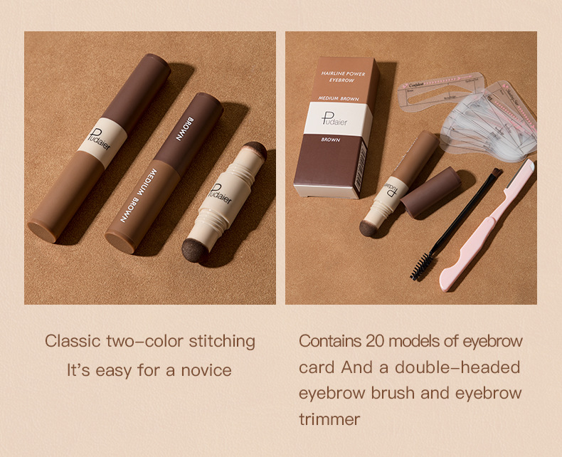 Double Ended Eyebrow Powder, Non Smudging, Three-dimensional Eyebrow Dye Contouring Hairline Shadow Powder_voghion.com