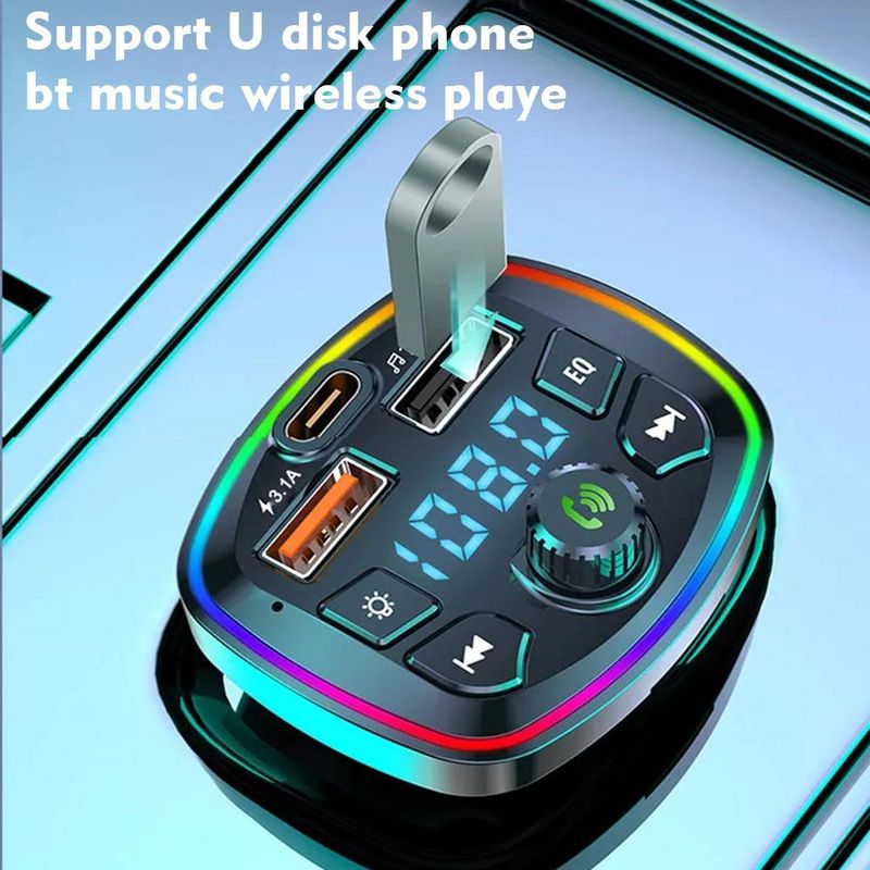 Transmissor FM 5.0 compatível com Bluetooth e viva-voz, 2 reprodutores de MP3 rápidos, receptor de áudio, kit carregador de carro, modulador viva-voz_voghion.com