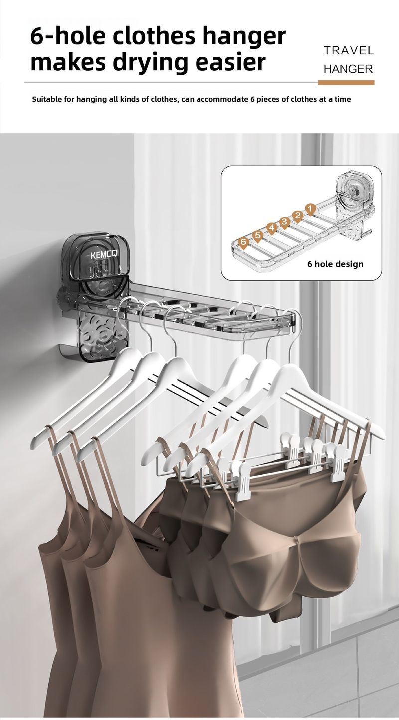 Saugnapf Wand-Montiert Faltbare Rack Innen Haushalt Balkon Keine-Bohrer Stange Reise Geschäftsreise Kleidung Haken_voghion.com