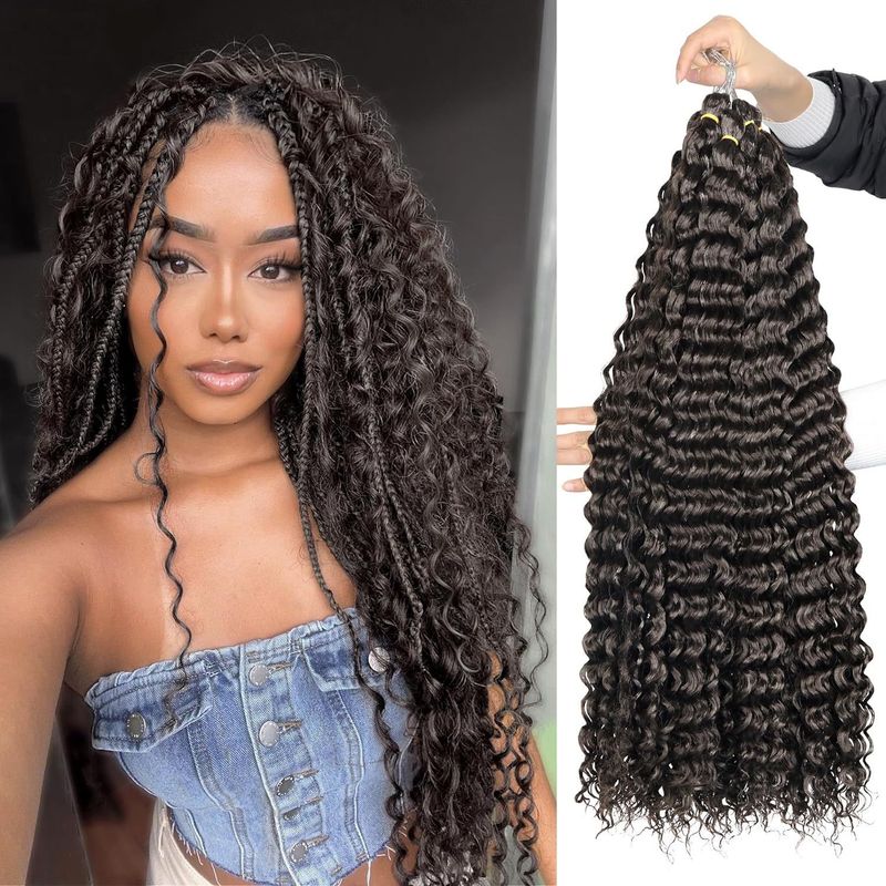 Deep Water Wave Crochet Hair Extensions – Europäischer und amerikanischer Stil, Kunstfaser, lockige Perücke_voghion.com