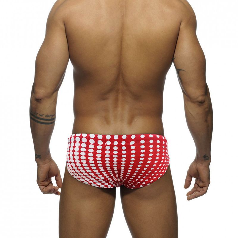 UXH Herren-Badehose mit Farbverlauf und Punkten, Dreieck-Design, mit Körbchen, modische Anti-Belichtungs-Badehose für Männer_voghion.com