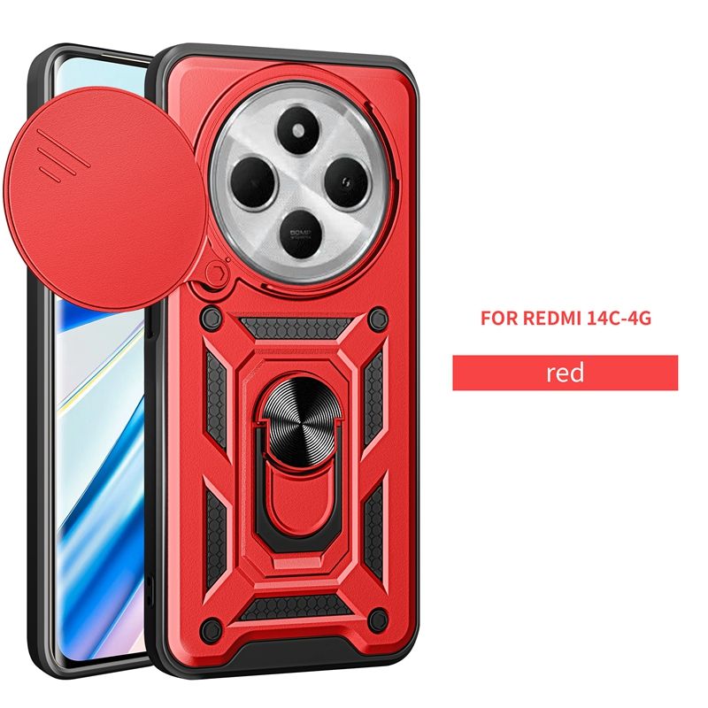 Til Xiaomi Redmi 14C Etui Magnetisk Ringholder Armor Stødsikkert Coque Til Redmi14C 14 C Redmy 14C Linsebeskyttelsescover_voghion.com