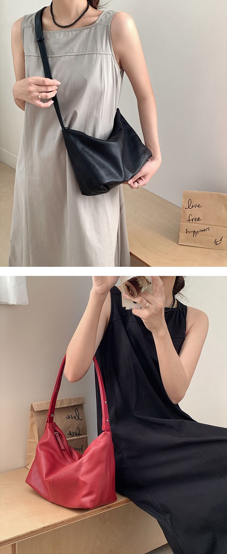 Borsa tote per donna 2024 nuova borsa a tracolla in pelle conciata al vegetale da donna, grande capacità, hobo di fascia alta_voghion.com