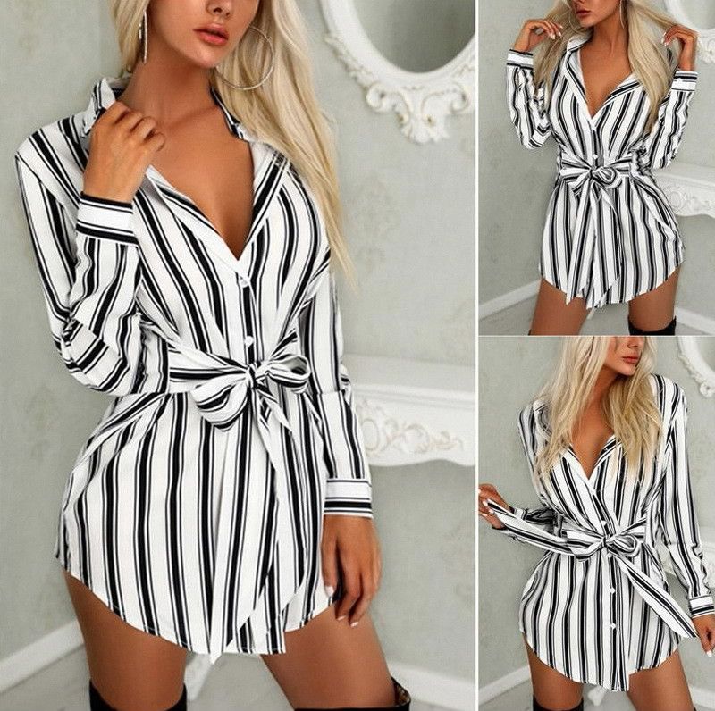 Chemise mi-longue à rayures pour femme, ample et tendance, nouvelle collection printemps-été_voghion.com