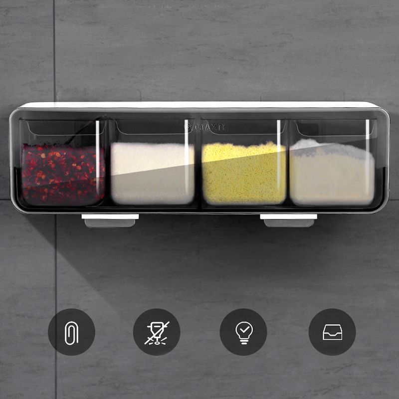 Kitchen Wall-mounted Seasoning Box Salt Pepper Spice Rack Jar Sugar Bowl for Kitchen Gadget Device Sets Spice Box Organizer Tool_voghion.com
