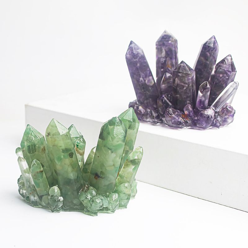 Natural Resin Gravel Crystal Cluster Home Desktop Ornament Craft_voghion.com