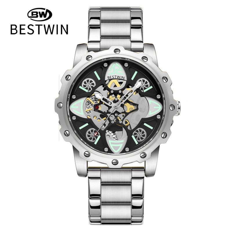 Male Transparent Bottom Doctor Tong BESTWIN Skeleton Non-Mechanical Multi-Layer Luminous Fashion Men's Watch_voghion.com