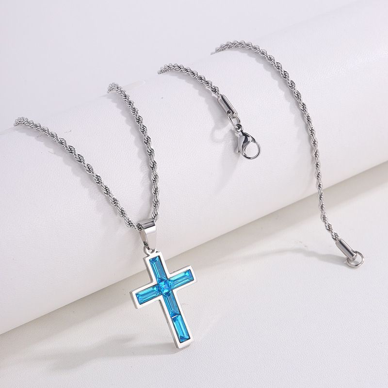 Collana da donna con ciondolo dorato, in acciaio al titanio, con croce di diamanti intarsiata, stile coppia, resistente allo sbiadimento, leggera, di lusso, alta gioielleria_voghion.com