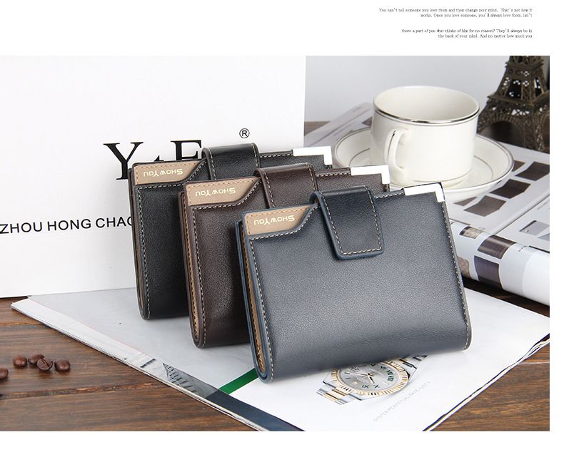 Casual Men's Wallet Multi-functional Wallet Zipper Buckle Three Fold Coin Wallet_voghion.com