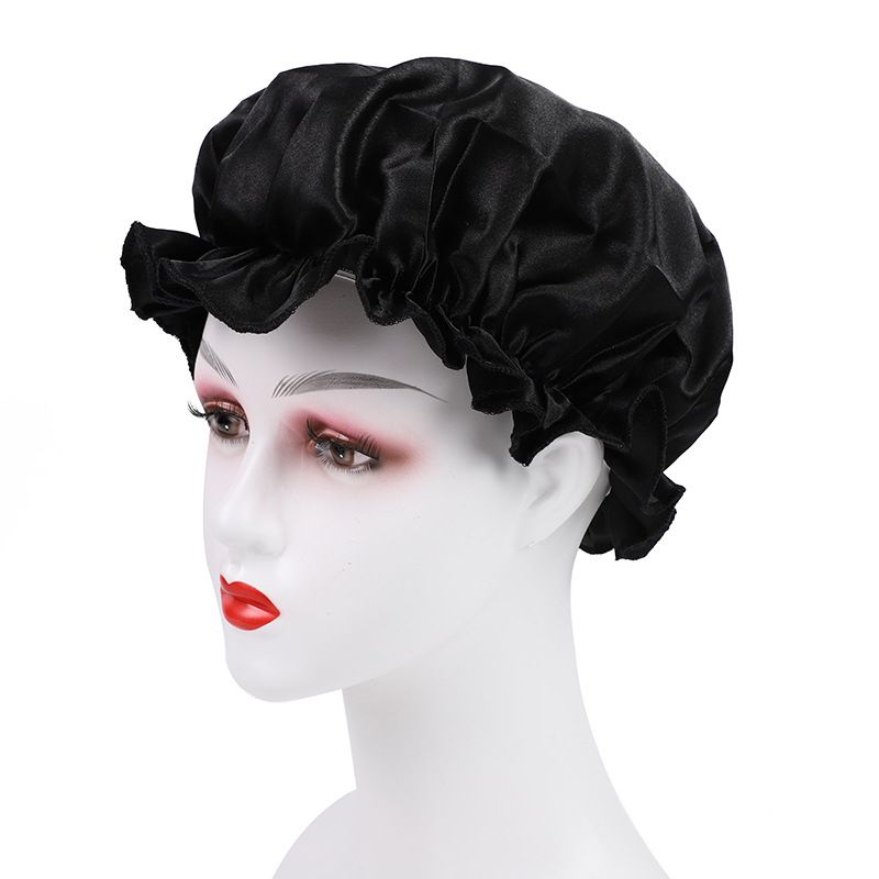 Foreign Trade Women's Satin Lace Sleep Cap Hair Care Solid Color Chemotherapy Home Hat Cross-Border Exclusive_voghion.com