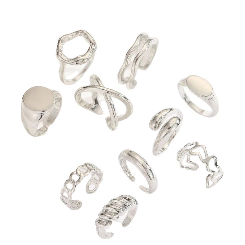 Jewelry Punk Style Metal Glossy Set Exaggerated Geometric High-end Knuckle Ring_voghion.com