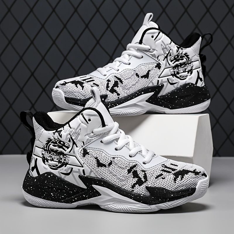 Coole, stylische, gewebte Basketballschuhe für Jungen, Kinder und Teenager, atmungsaktiv, rutschfest, verschleißfest, mit Schnürung an der Mitte für_voghion.com