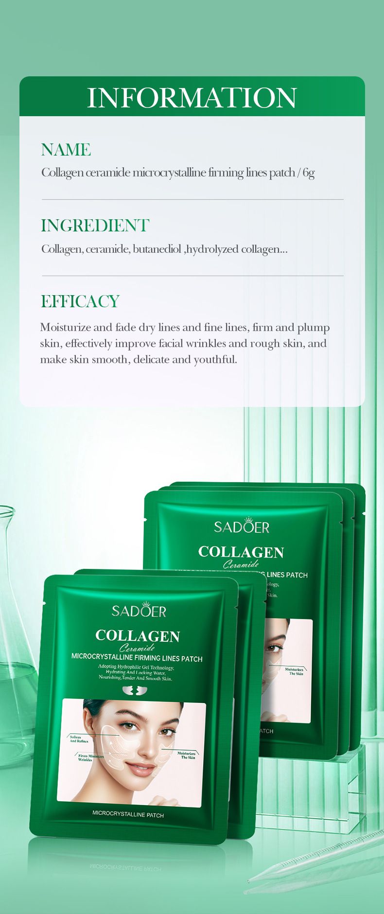 SADOER Collagen Ceramide Microcrystalline Firming Light Nasolabial Folds Patch Pack 6g_voghion.com