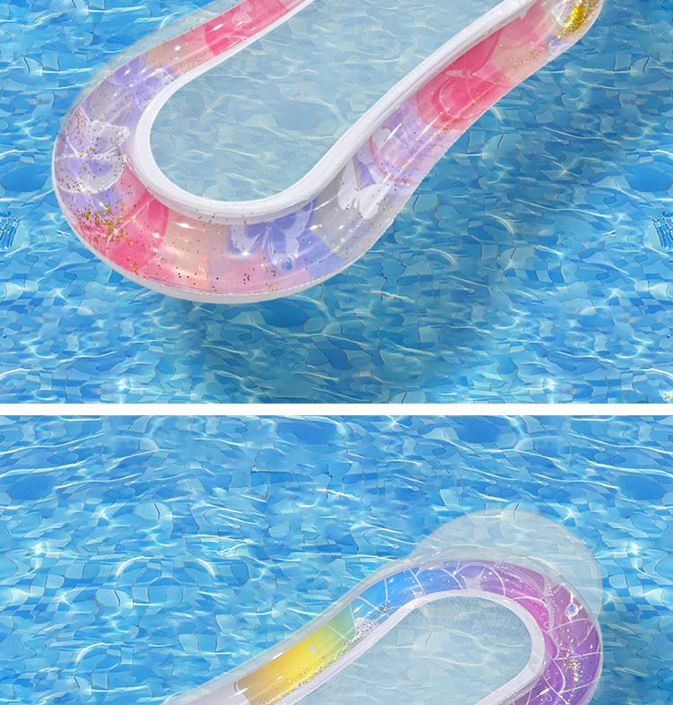 Shimmer Mermaid Tail Inflatable Lounger - Breathable Mesh Floating Bed With Pillow (Eco-Friendly PVC 180cm Quick-Dry & Portable For Pool/Beach)_voghion.com