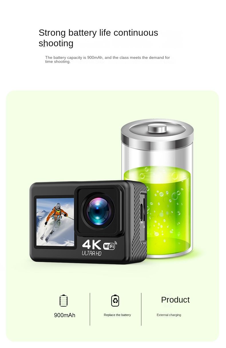 Grenzüberschreitende Sportkamera 4K HD Zweifarbbildschirm Wasserdichte Anti-Shake-Außenkamera WiFi Internet Sport-DV-Kamera_voghion.com