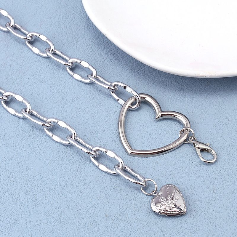 Simple And Versatile Jewelry With Hollowed Out Large Peach Chain, Cold Style Letter Heart Pendant, Waist Accessory_voghion.com