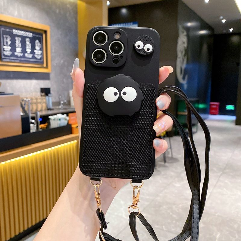 Schwarze Kohlekugelhülle für Samsung Note 8 9 10 20 Ultra Crossbody Kartentasche Handyhülle für Galaxy Note 20 10 9 8 Plus Lanyard Cover_voghion.com