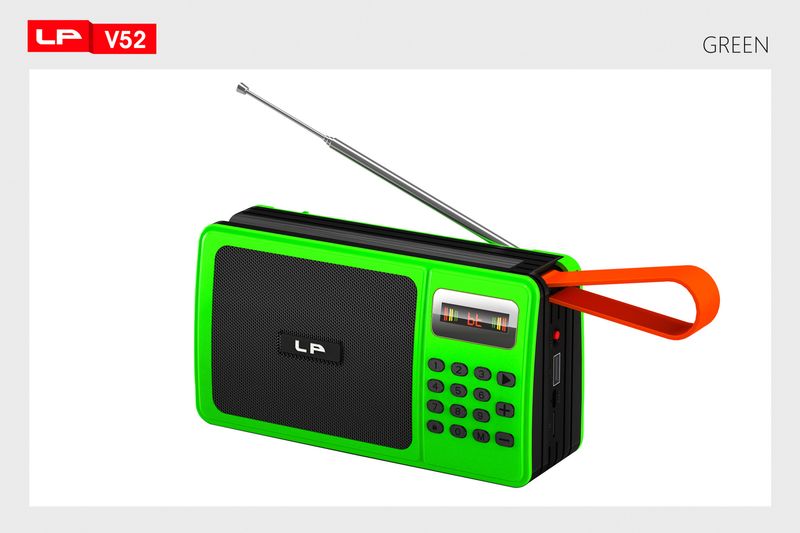 LP-V52 Square Radio Bluetooth Stand Solar Charging Long Antenna with Screen Button Mischievous Mini Card Insertion_voghion.com