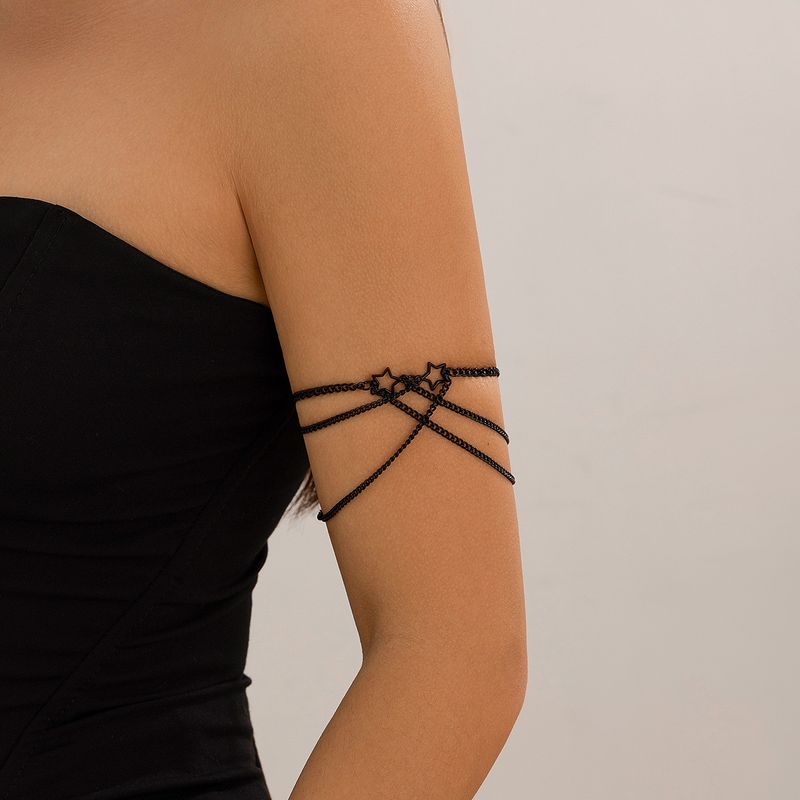 Collana da donna, collana dorata con ciondolo, gioielli in oro, stile etnico, punk, regolabile, in lega, con stella a cinque punte, croce, catena per braccio e gamba_voghion.com
