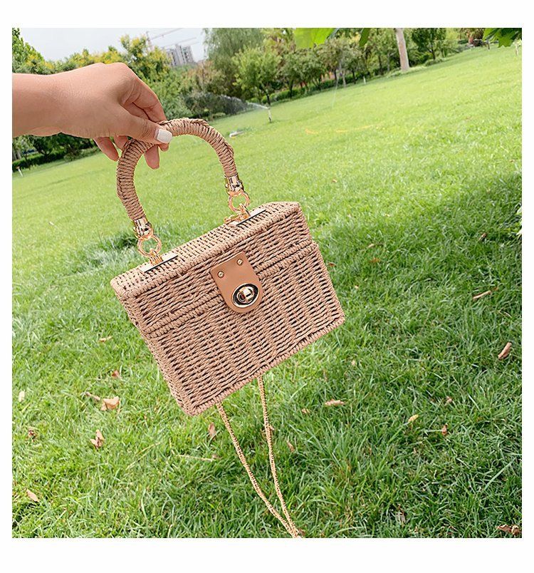 Neue ovale Schmuckschatulle, Modetrend, Handtasche aus Papierseil und Grasgewebe, vielseitige Freizeittasche für den Alltag_voghion.com