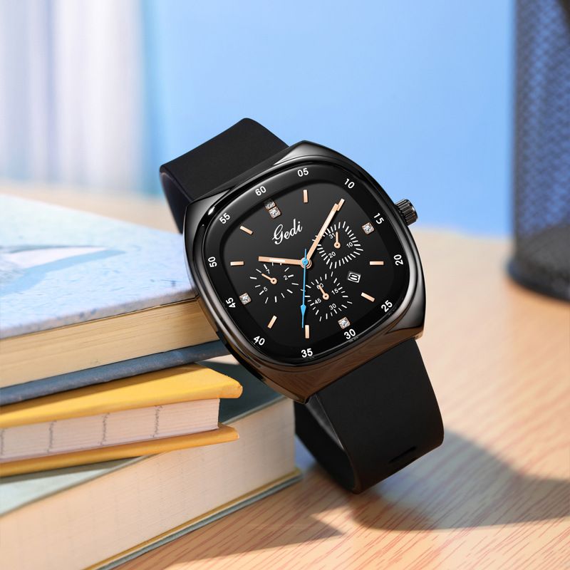 Gordie Niche Large Student High-Value Oval Dial Silicone Women's Light Waterproof Calendar Watch_voghion.com