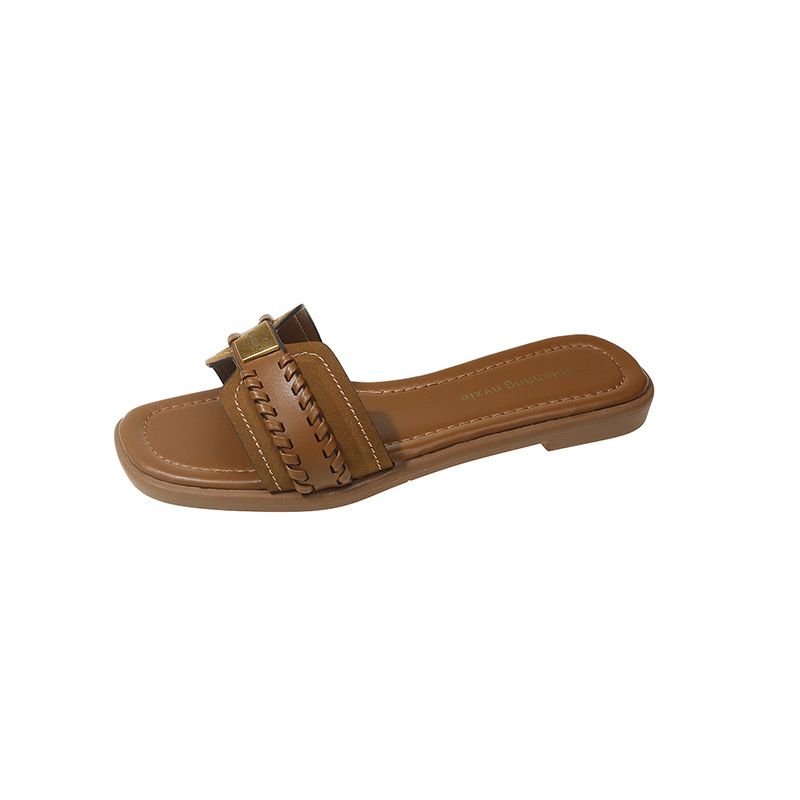 Plus Size Women's Shoes 24 New Style One-Strap Woven Comfortable Fashion Versatile Flat Slippers For Women_voghion.com