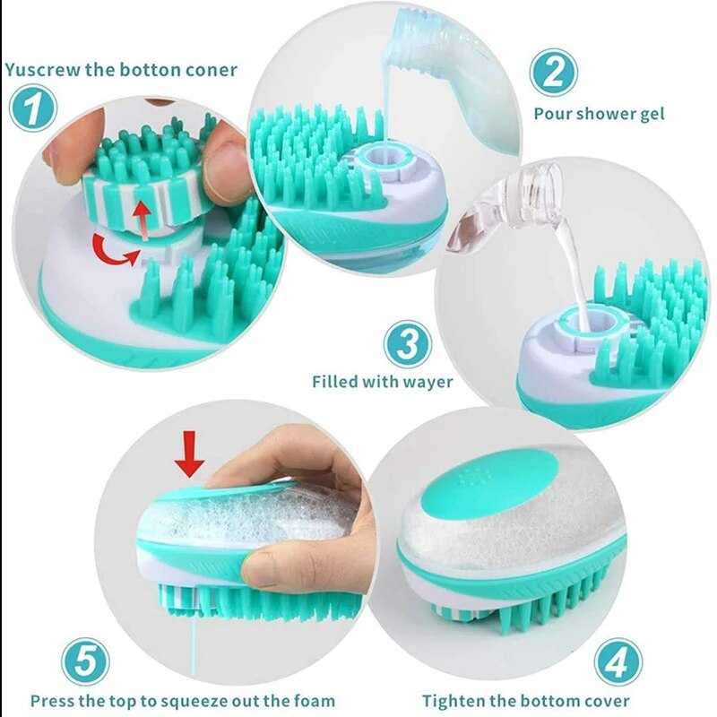 Kat Badborstel 2-in-1 SPA Massage Kam Zachte siliconen Douche Haarverzorging Cmob Hond Reinigingsgereedschap Dierbenodigdheden_voghion.com