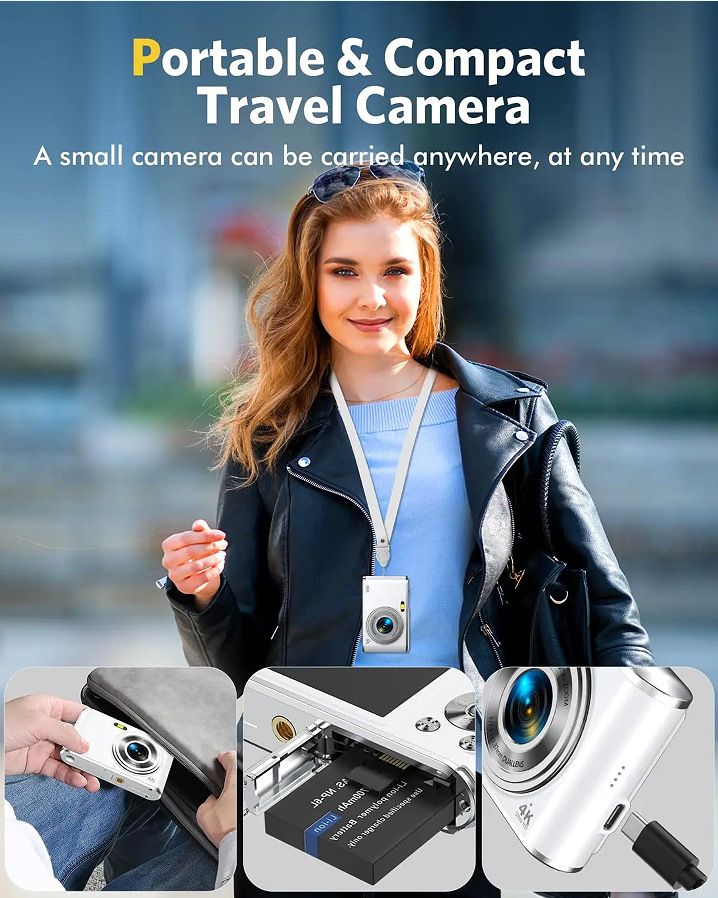 Hot Sælger High-Definition 4K Dual Lens Selfie Digital Portable Card CCD Student Camera_voghion.com
