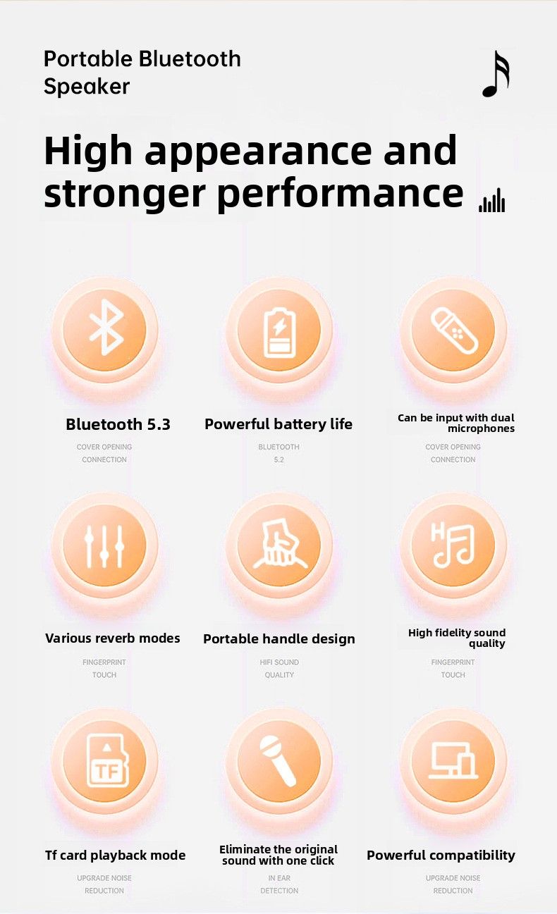 Mini enceinte Bluetooth karaoké pour enfants, sans fil, pour l'extérieur, chant, usage domestique, avec microphone_voghion.com