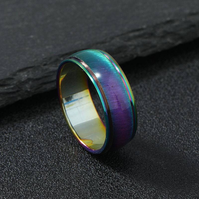 Anello da uomo in acciaio al titanio con resina a forma di occhio di gatto orizzontale placcato color sabbia, in acciaio inossidabile, di alta qualità e con personalità creativa._voghion.com