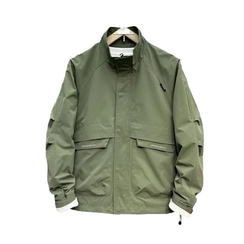 Stand collar jacket, men's spring new style jacket, trendy casual workwear, upper clothes, spring and autumn large pocket jacket_voghion.com