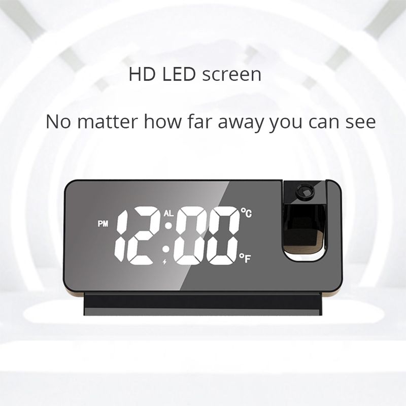 LED Digital Projection Alarm Clock Table Electronic Alarm Clock with Projection Time Projector Bedroom Bedside Clock_voghion.com