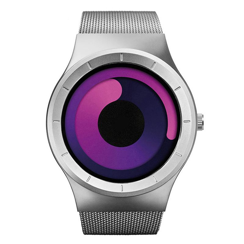 Orologio da polso al quarzo con cinturino in acciaio e cielo stellato_voghion.com