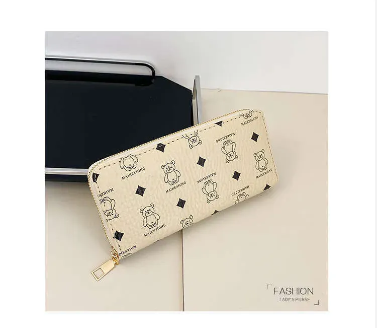 Damen-Geldbörse im neuen koreanischen Trend: Bärenmuster, ein Reißverschluss, mehrere Kartenfächer, tragbar, modisch, ideal für Reisen und als Handytasche_voghion.com