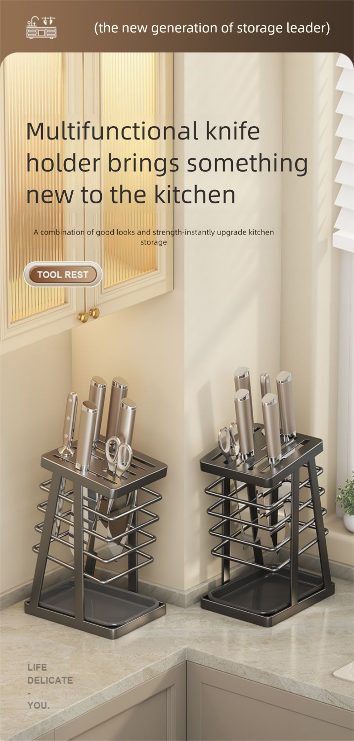 Youyoujia Kitchen Household Scolapiatti, Supporto, Portacoltelli, Ripiano Portaoggetti_voghion.com