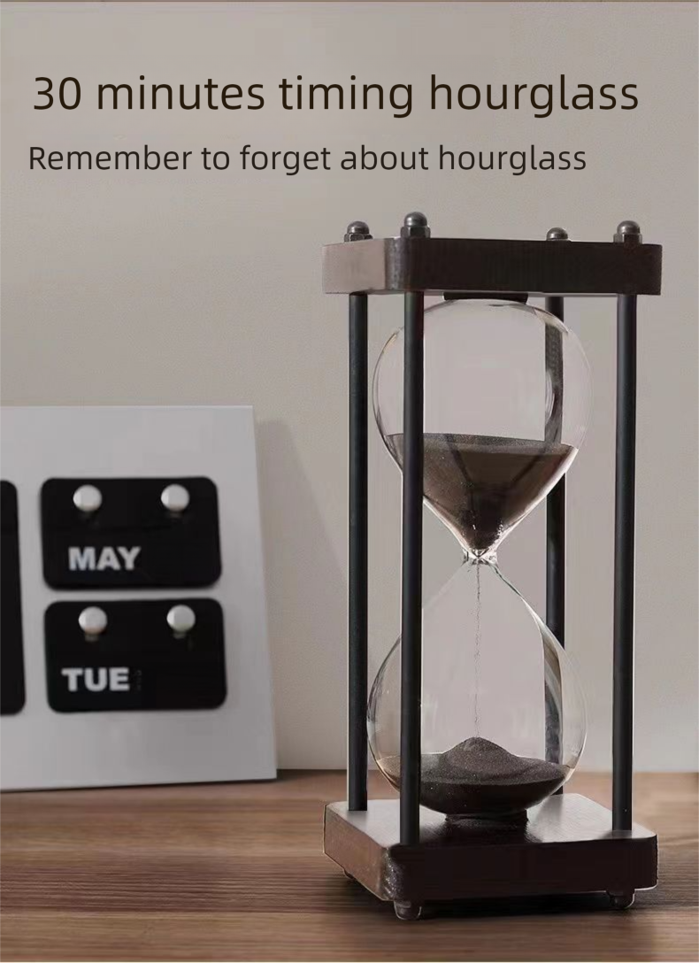 Simple Modern Geometric Glass Hourglass Ornament Creative Anti-Fall Children's Half-Hour 60-Minute Timer_voghion.com