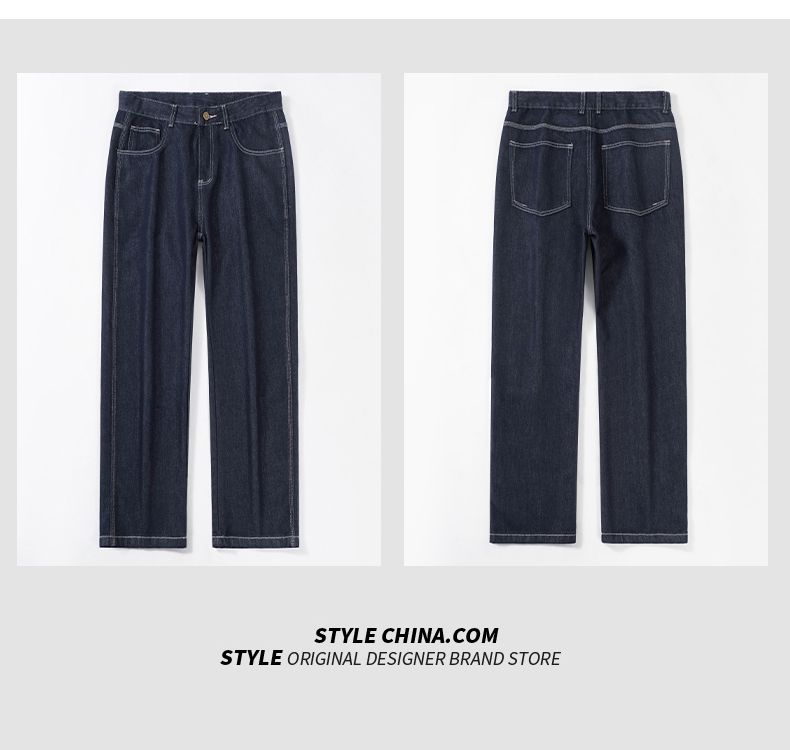 Jeans da uomo in lyocell spesso di colore primario, larghi e dritti, drappeggiati, pantaloni a vita media per ragazzi, resistenti alla luce, marchio alla moda, taglia grande, otto cilindri_voghion.com