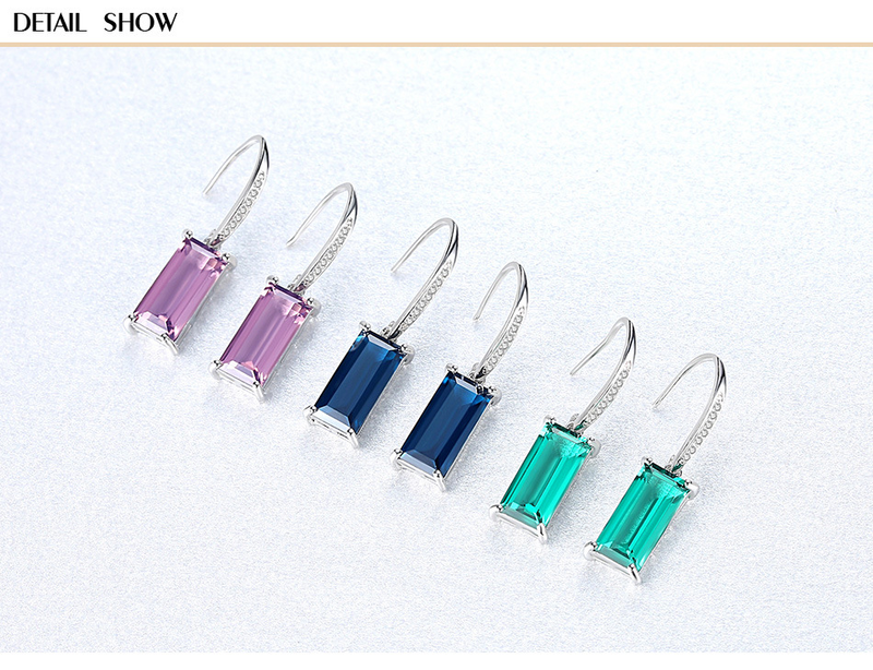Orecchini personalizzati in argento S925 stile gancio per l'orecchio Orecchini verde mezzo tesoro di alta qualità_voghion.com
