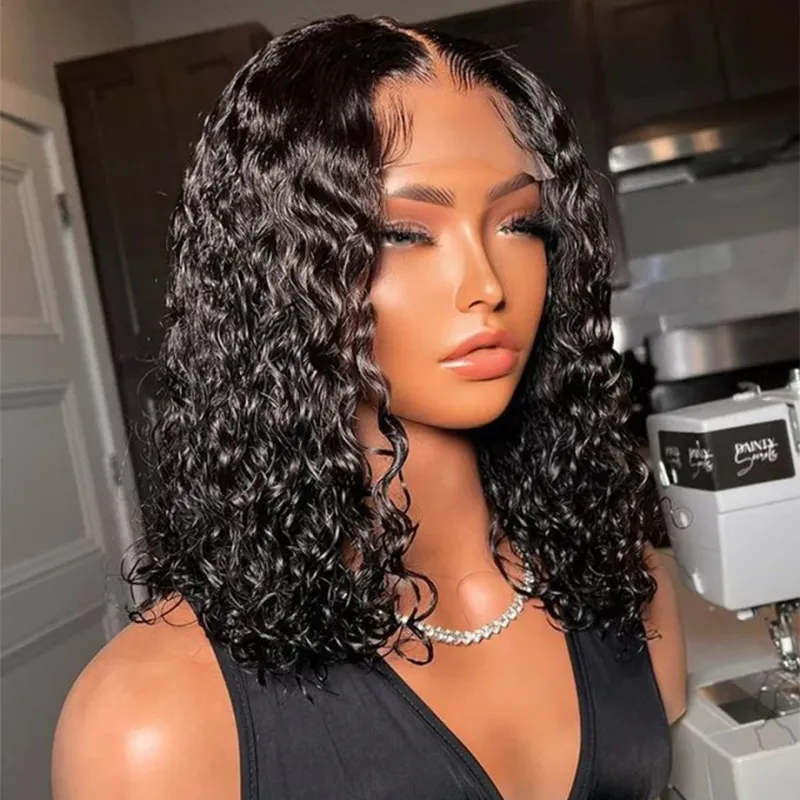 Curly Swiss Lace Wig Human Hair Deep Wave Brazilian Lace Frontal Water Wave Closure Wigs_voghion.com