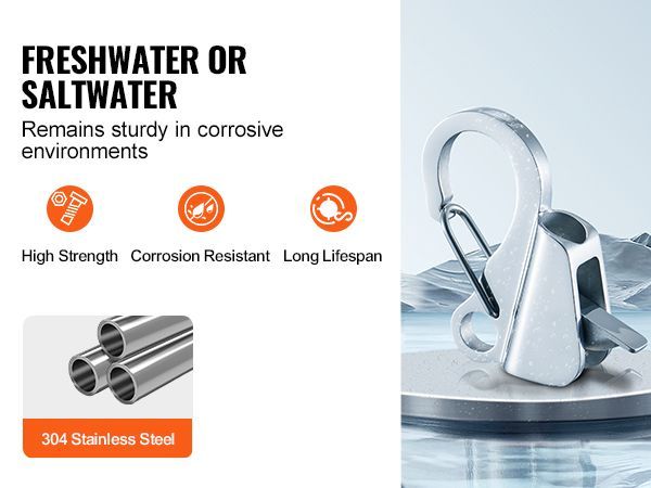 VEVOR Boat Anchor Hook, 304 Stainless Steel Slide Anchor, Knotless Anchor System With Quick Release, Boat Anchor Hook Clips For 3/8" - 5/8" Boat Anchor Rope, Easy To Use, Holds 3700 LBS_voghion.com