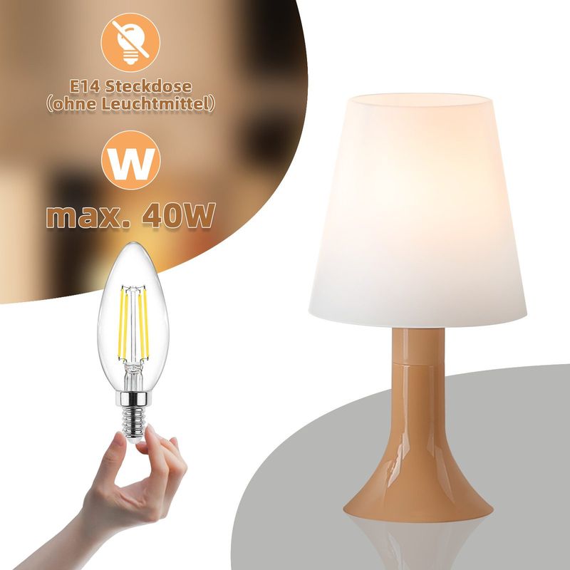 Glitzerlife Nachttischlampe 2er Set Tischleuchte Mit Kabel - TischlampeKleine Lampe E14 Tischlampen Orange Moderne Landhausstil Für Esstisch Schlafzimmer_voghion.com